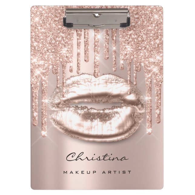 Makeup Artist Lash Spark Event Planner Kiss Lips Clipboard (Front)