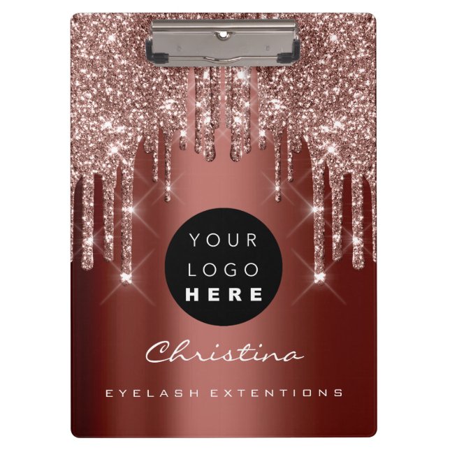 Makeup Artist Lash Spark Event Planner Rose Logo Clipboard (Front)