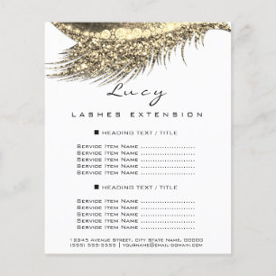 Makeup Artist Lash White 2 Pages Price List Gold