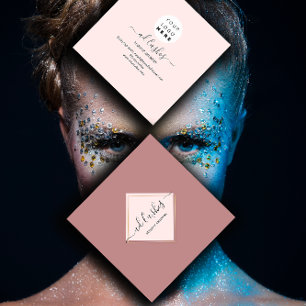Makeup Artist Lashes Beauty Beautique Logo Rose Square Business Card