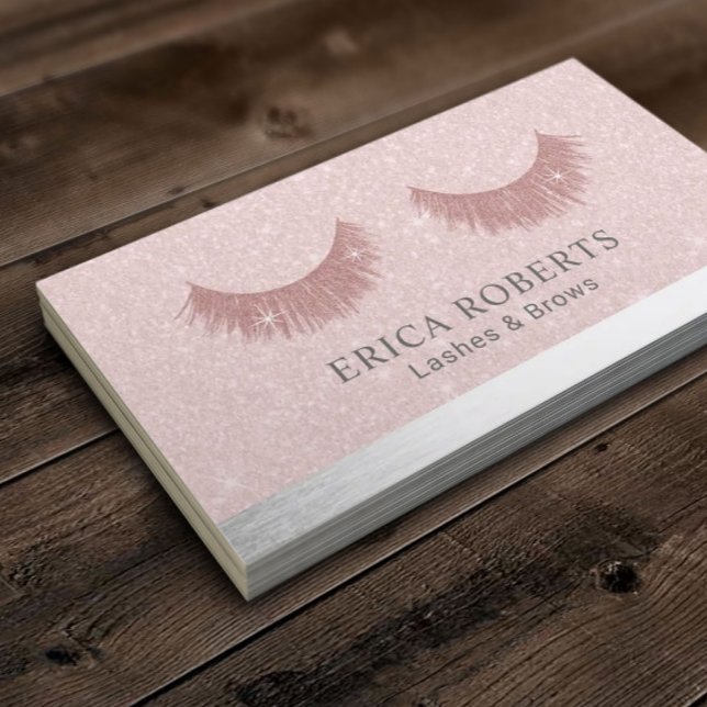 Makeup Artist Lashes & Brow Salon Blush Rose Gold Business Card (Creator Uploaded)