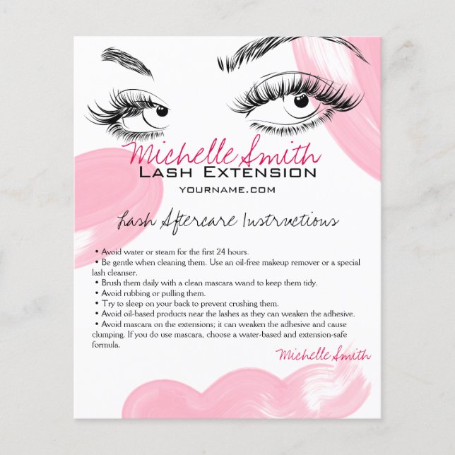 Makeup Artist Lashes Brows Aftercare Instructions  Flyer (Front)