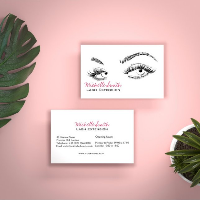 Makeup Artist Lashes Brows Black and White Simple Business Card (Creator Uploaded)