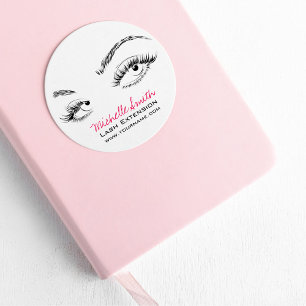 Makeup Artist Lashes Brows Black and White Simple Classic Round Sticker