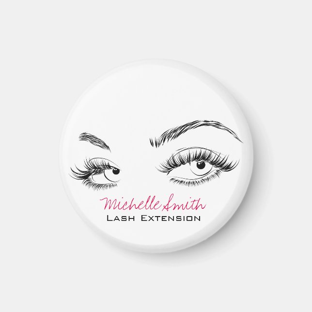 Makeup Artist Lashes Brows Black and White Simple Magnet (Front)
