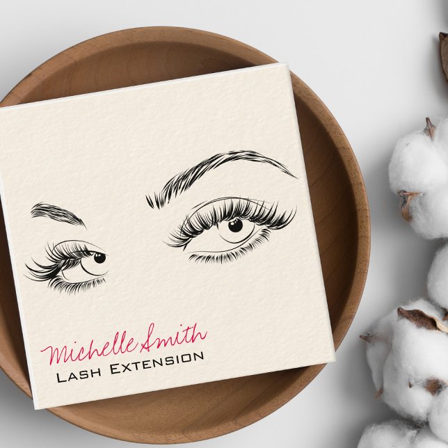 Makeup Artist Lashes Brows Black White Qr Code Square Business Card (Creator Uploaded)