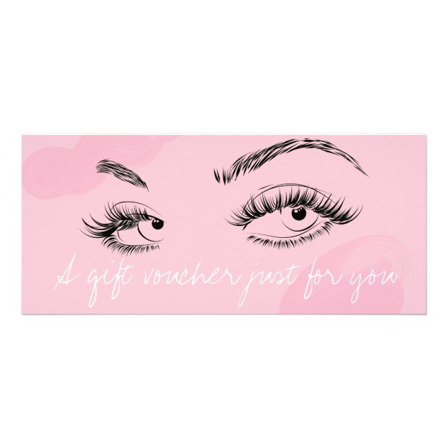 Makeup Artist Lashes Brows Pink Gift Voucher  Rack Card (Front)
