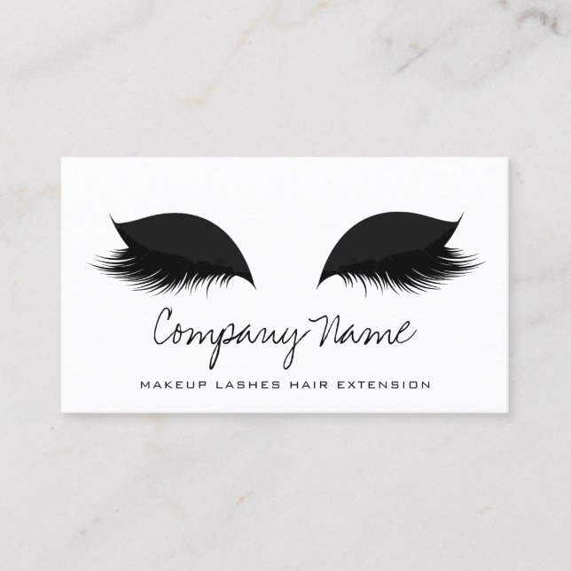 Makeup Artist Lashes Extension Black White Simply Appointment Card (Front)