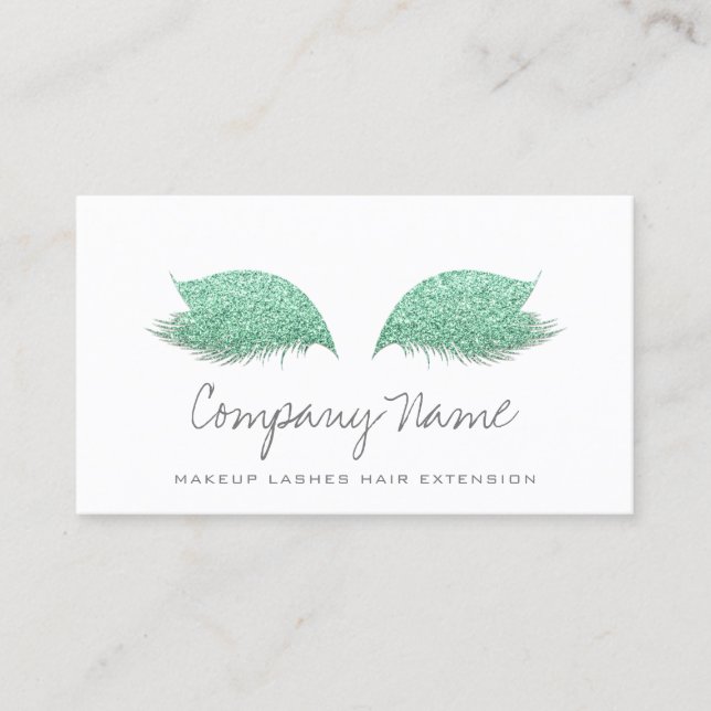 Makeup Artist Lashes Extension Mint Green Grey Appointment Card (Front)