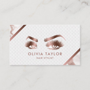 Makeup Artist Lashes Eyes Marble Rose gold Business Card