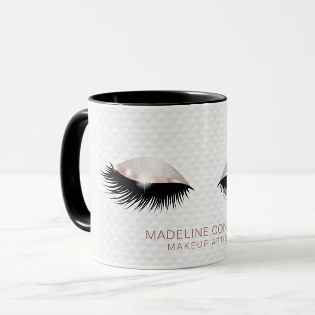 Makeup artist lashes eyes Rose gold glitter Mug (Front Left)