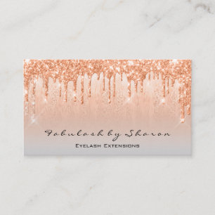 Makeup Artist Lashes Glitter Drips Coral Grey Business Card