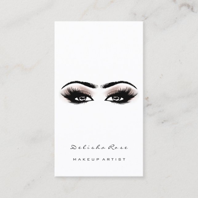 Makeup Artist  Lashes Glitter Eyebrows Rose Eyes Business Card (Front)