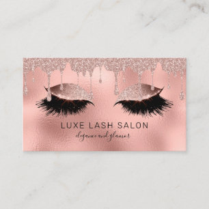 Makeup Artist Lashes Glitter Pink Rose Gold Business Card