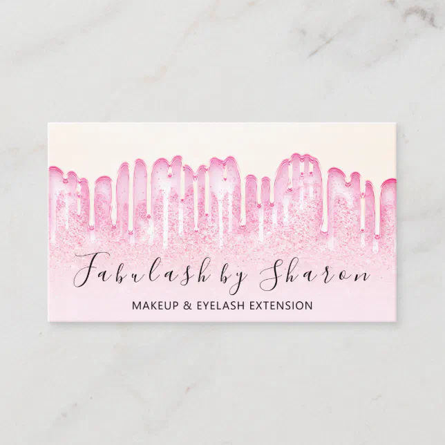 Makeup Artist Lashes Influencer Drip Blush Glitter Business Card
