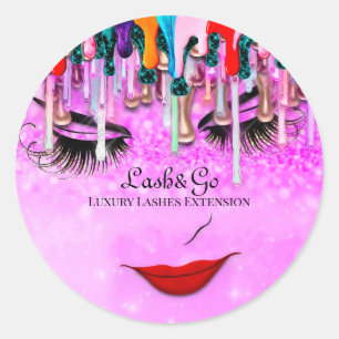 Makeup Artist Lashes Product Drips Princess Pinky Classic Round Sticker