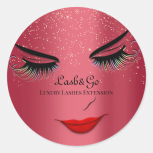 Makeup Artist Lashes Product Drips Red Glitter  Classic Round Sticker