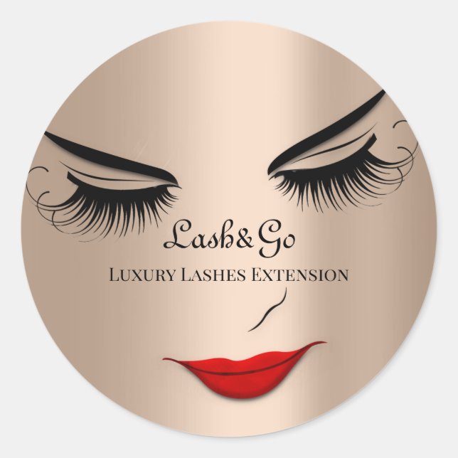 Makeup Artist Lashes Product Red Blush Classic Round Sticker (Front)