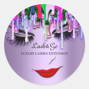 Makeup Artist Lashes Product Red Drip Lavender Classic Round Sticker