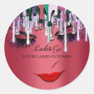 Makeup Artist Lashes Product Red Drip Ruby  Classic Round Sticker
