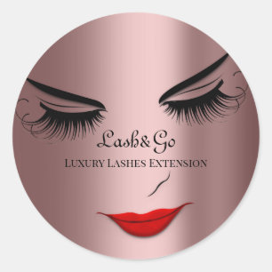 Makeup Artist Lashes Product Red Lips Rose Classic Round Sticker