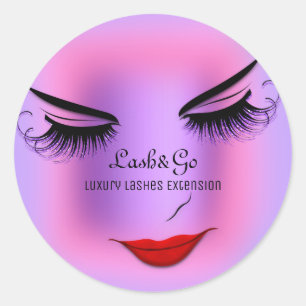 Makeup Artist Lashes Product Red Purple Pink Classic Round Sticker