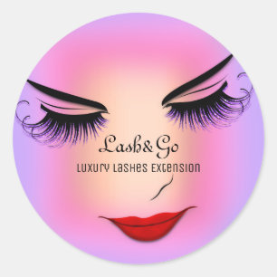 Makeup Artist Lashes Product Red Purple Rose Classic Round Sticker