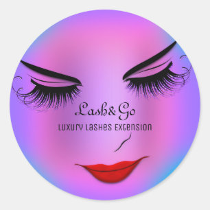 Makeup Artist Lashes Product Red Purple Violet Classic Round Sticker