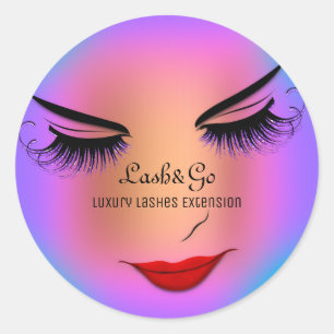 Makeup Artist Lashes Product Red Rose Blue Classic Round Sticker
