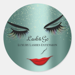 Makeup Artist Lashes Product Teal Confetti  Classic Round Sticker