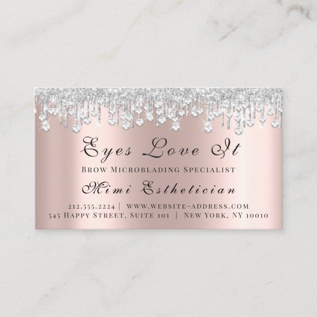 Makeup Artist Lashes Rose Drips Event Planner Appointment Card (Front)