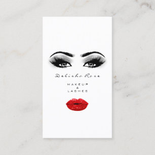 Makeup Artist Lashes Smoky Grey Red Lips Kiss Business Card