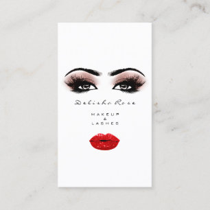 Makeup Artist Lashes Smoky Rose Red Lips Kiss Business Card