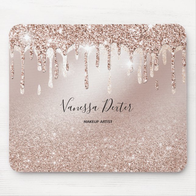 Makeup Artist Lashes Spark Drips Rose Gold Mouse Pad (Front)