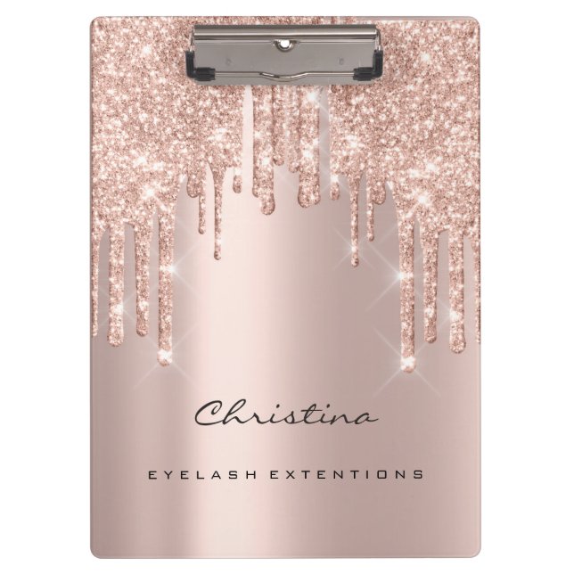 Makeup Artist Lashes Spark Event Planner Rose Gold Clipboard (Front)