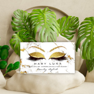 Makeup Artist  Lashes White Marble Gold Studio Business Card