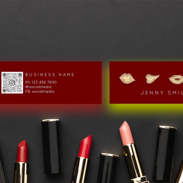 Makeup  Artist Lips Nurse Cosmetic Injector Qr  Mini Business Card (Makeup Artist Lips Nurse Cosmetic Injector Qr Mini Business Card)