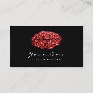 Makeup Artist Lips Red Wine Lipstick Glitter Business Card