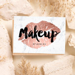 Makeup artist lips rose gold typography marble flyer<br><div class="desc">A modern,  stylish makeup artist with modern hand lettering style brush typography in black on a faux rose gold foil lips on a trendy and elegant white marble background. If you need any customisation,  don't hesitate in contacting me</div>