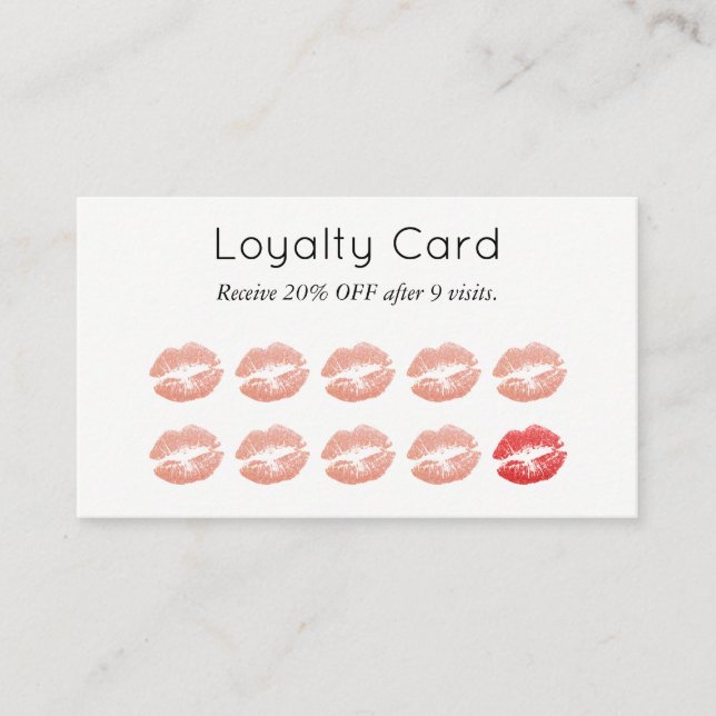 Makeup Artist Loyalty Card Chic Rose Gold Lips (Front)
