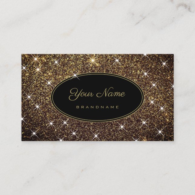 Makeup Artist Luminous Stars Elegant Gold Glitter Business Card (Front)