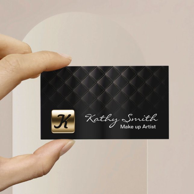 Makeup Artist Luxury Black & Gold Elegant Business Card (Creator Uploaded)