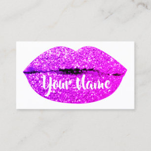 Makeup Artist Magenta Pink Kiss Lips Sugar Glitter Business Card