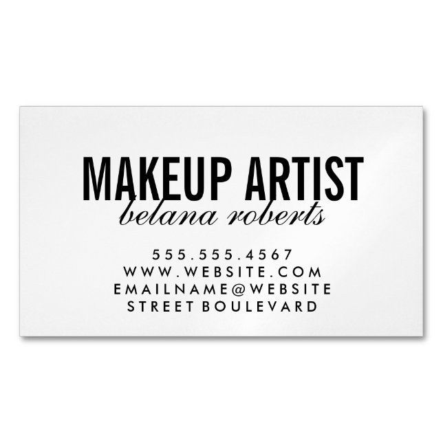 Makeup Artist Minimalist / (black / white) Magnetic Business Card (Front)