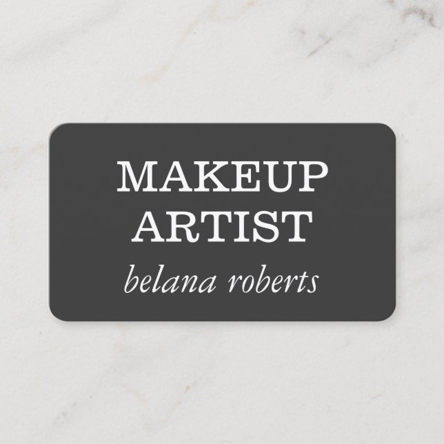 Makeup Artist Minimalist (Grey / White) Business Card (Front)
