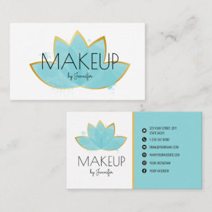 Makeup Artist Minimalist Social Media Lotus Flower Business Card