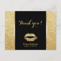 Makeup Artist Modern Gold Glitter Lips Thank You