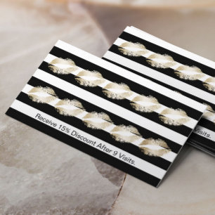 Makeup Artist Modern Gold Lips Loyalty Punch Card