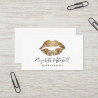 Makeup Artist Modern Handwritten Gold Glitter Lips