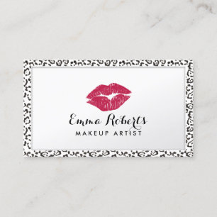 Makeup Artist Modern Leopard Print Border Elegant Business Card